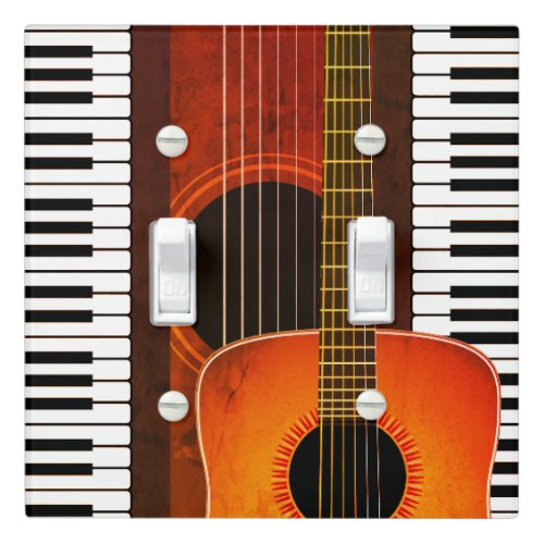 Acoustic Guitar and keyboard Light Switch Cover