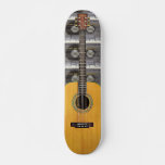Acoustic Guitar And Retro Tape Rock N Roll Skateboard at Zazzle