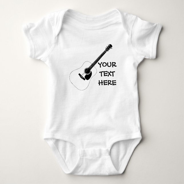 Acoustic Guitar And Your Own Text Baby Bodysuit (Front)