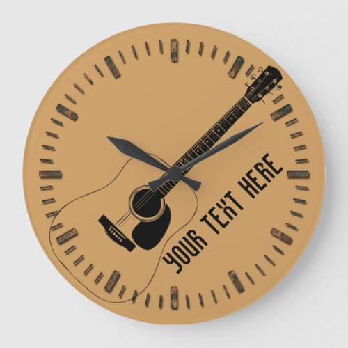 Acoustic Guitar And Your Own Text Large Clock