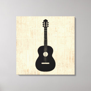 Acoustic Guitar Art Script Background Canvas Print