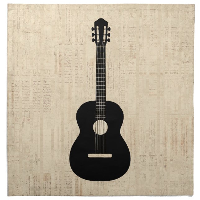 Acoustic Guitar Art Script Background Cloth Napkin (Front)