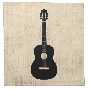 Acoustic Guitar Art Script Background Cloth Napkin