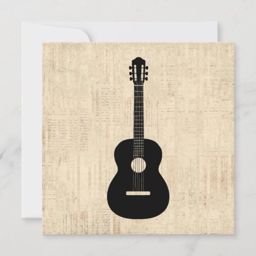 Acoustic Guitar Art Script Background Holiday Card
