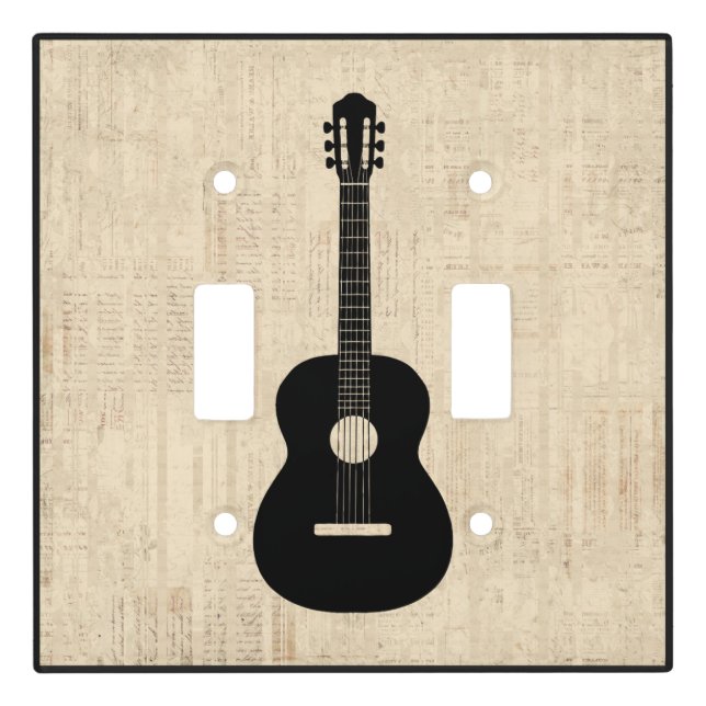 Acoustic Guitar Art Script Background Light Switch Cover (Front)