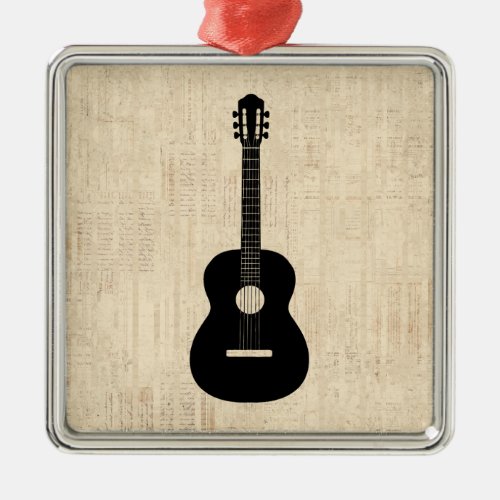 Acoustic Guitar Art Script Background Metal Ornament