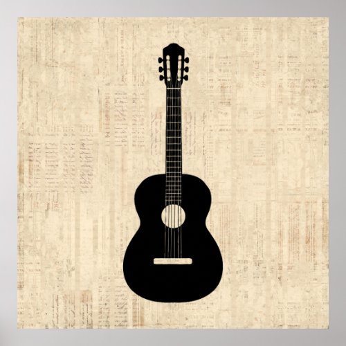 Acoustic Guitar Art Script Background Poster