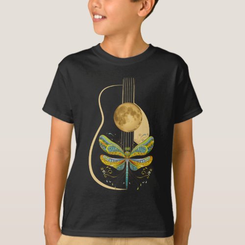 Acoustic Guitar Artistic Dragonfly Music T_Shirt