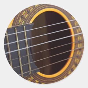 Acoustic Guitar Background Classic Round Sticker