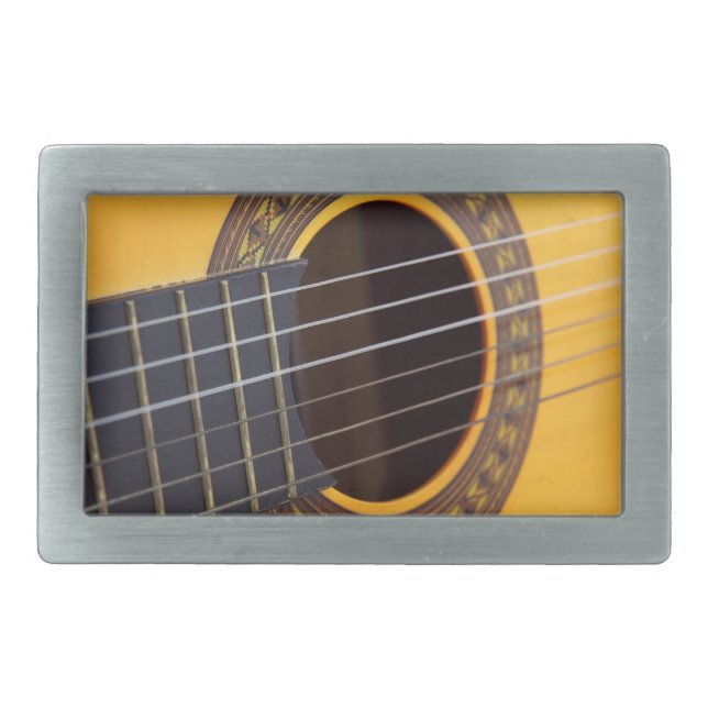 Acoustic Guitar Background Rectangular Belt Buckle (Front)
