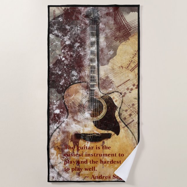 Acoustic Guitar Beach Towel (Front)