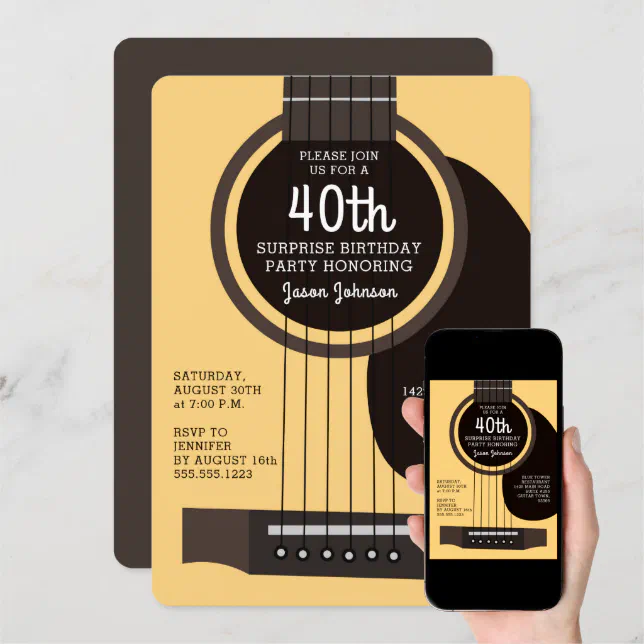 Acoustic Guitar Birthday Party Invitation Zazzle