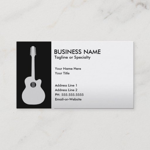 Customizable acoustic guitar business cards