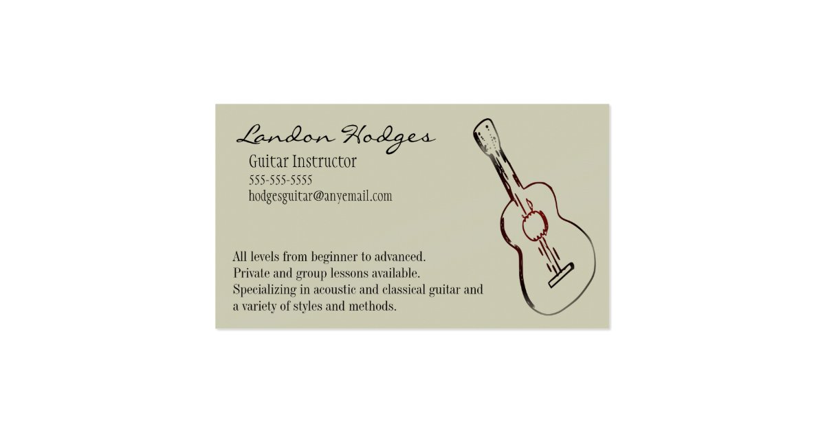 Acoustic Guitar Business Card Template | Zazzle