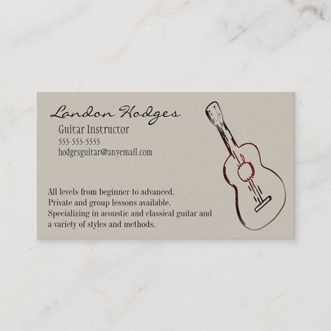 Acoustic Guitar Business Card Template (Front)