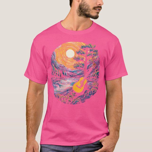 Acoustic Guitar By The Lake Guitarist T-Shirt (Front)