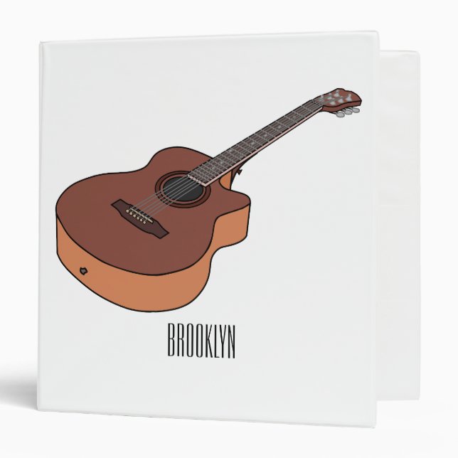 Acoustic guitar cartoon illustration  3 ring binder (Front/Inside)