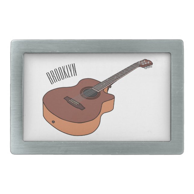 Acoustic guitar cartoon illustration  belt buckle (Front)