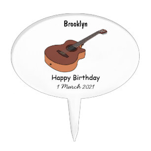 Acoustic guitar cartoon illustration cake topper