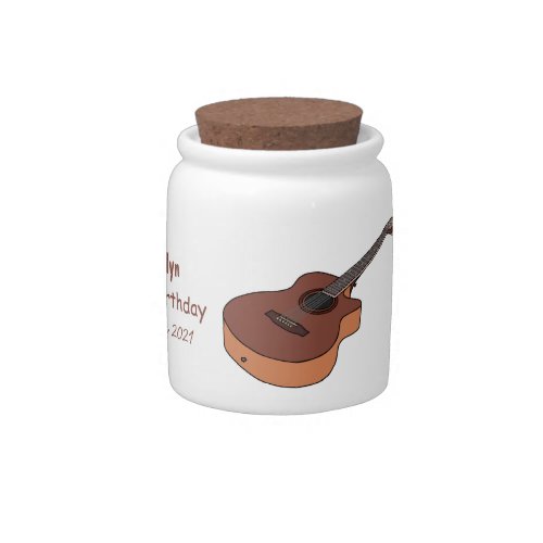 Acoustic guitar cartoon illustration candy jar