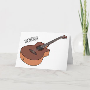 Acoustic guitar cartoon illustration card