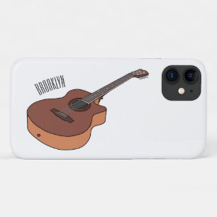 Acoustic guitar cartoon illustration iPhone 11 case