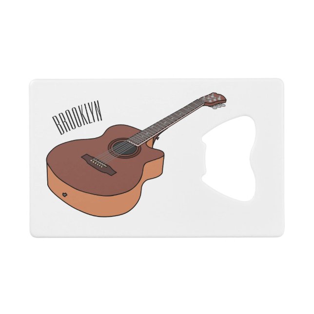Acoustic guitar cartoon illustration  credit card bottle opener (Front (Horizontal))