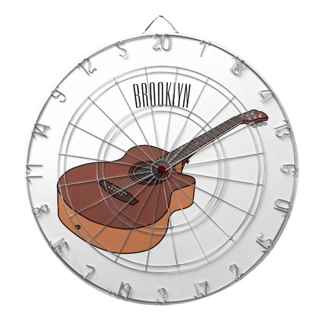 Acoustic guitar cartoon illustration  dart board (Front)