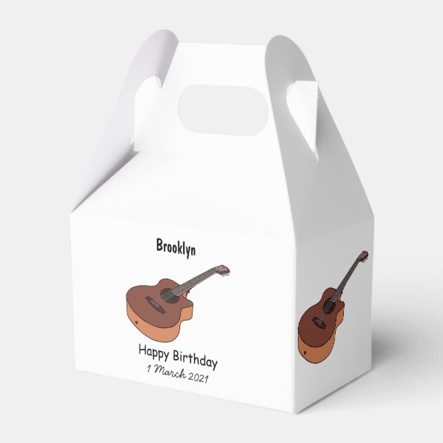 Acoustic guitar cartoon illustration favor boxes (Front Side)