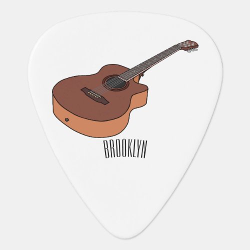 Acoustic guitar cartoon illustration  guitar pick