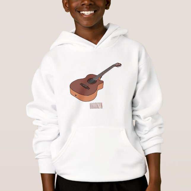 Acoustic guitar cartoon illustration  hoodie (Front)