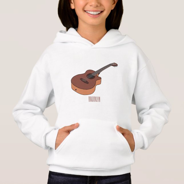 Acoustic guitar cartoon illustration  hoodie (Front)