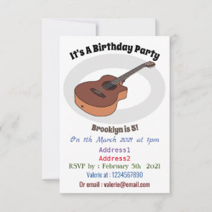 Acoustic guitar cartoon illustration invitation