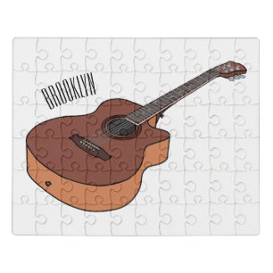 Acoustic guitar cartoon illustration  jigsaw puzzle