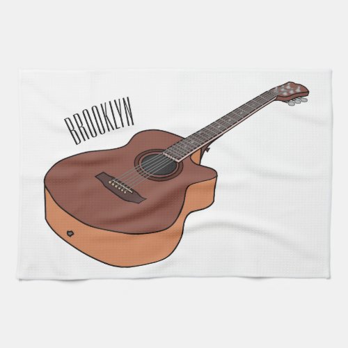Acoustic guitar cartoon illustration  kitchen towel
