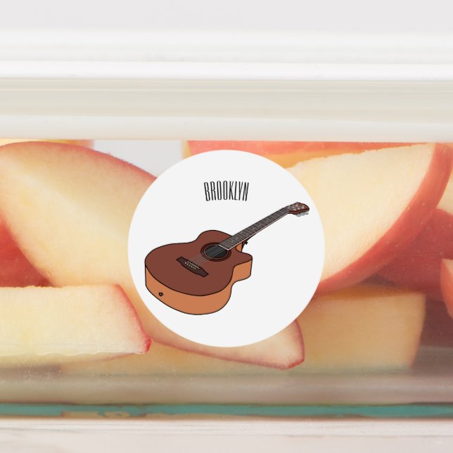 Acoustic guitar cartoon illustration  labels (Affixed)