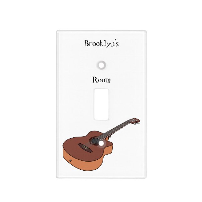 Acoustic guitar cartoon illustration light switch cover (Front)