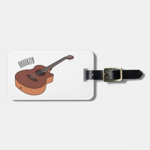 Acoustic guitar cartoon illustration luggage tag