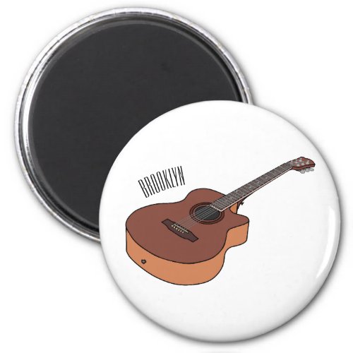 Acoustic guitar cartoon illustration  magnet