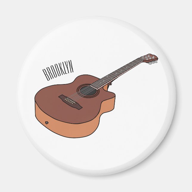 Acoustic guitar cartoon illustration  magnet (Front)