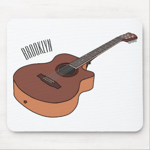 Acoustic guitar cartoon illustration mouse pad