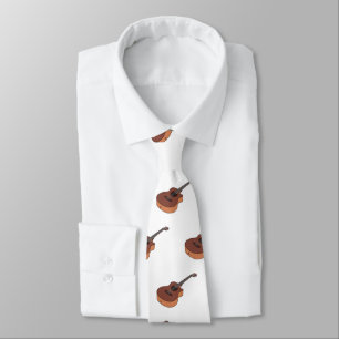 Acoustic guitar cartoon illustration neck tie