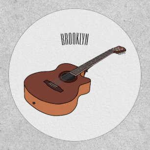 Acoustic guitar cartoon illustration patch