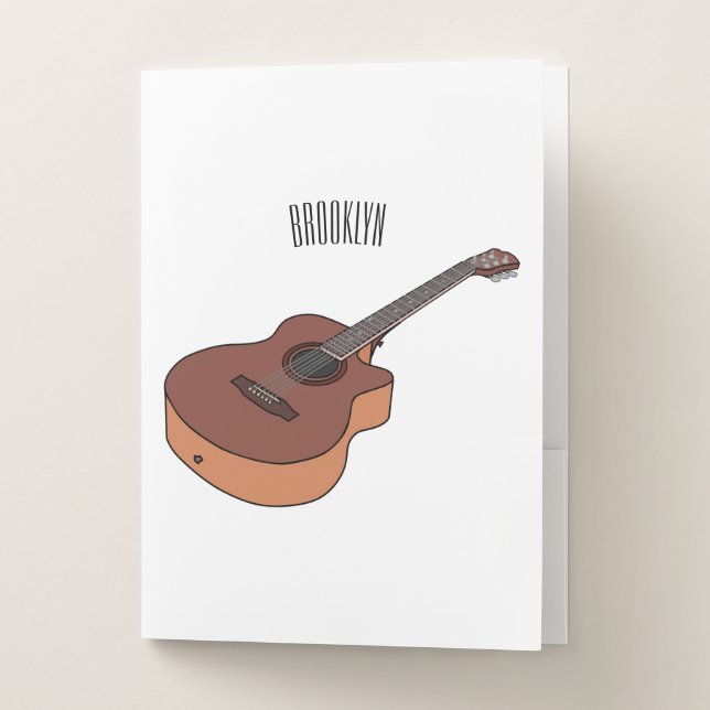 Acoustic guitar cartoon illustration  pocket folder (Front)