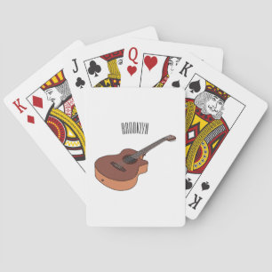 Acoustic guitar cartoon illustration poker cards