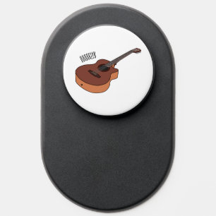 Acoustic guitar cartoon illustration PopSocket