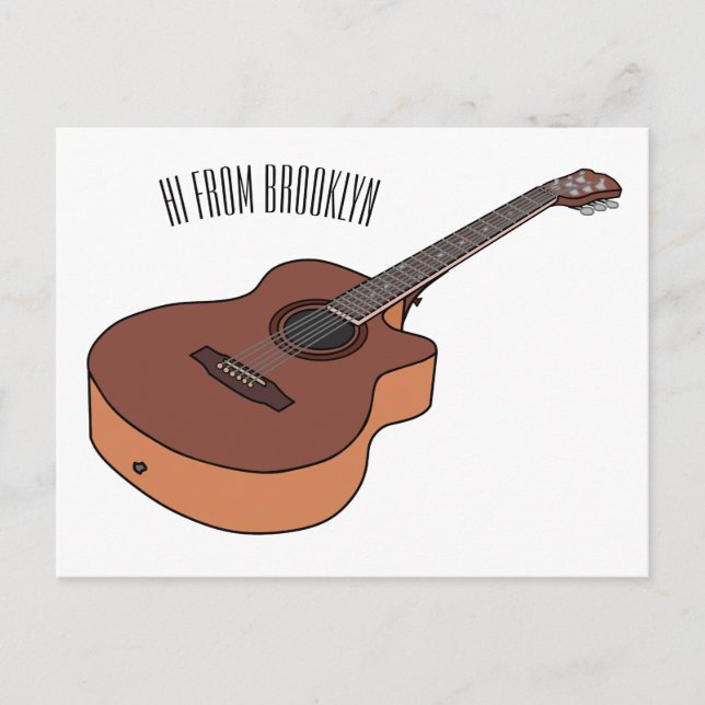 Acoustic guitar cartoon illustration  postcard (Front)