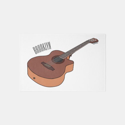 Acoustic guitar cartoon illustration  rug