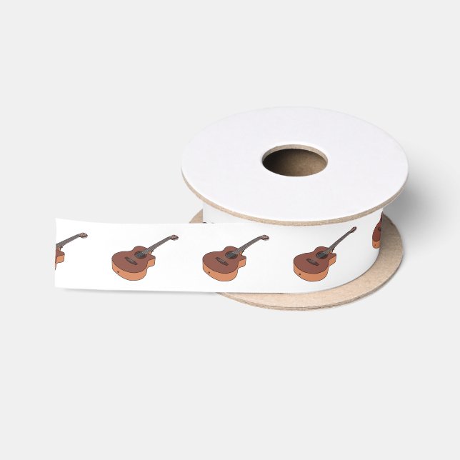 Acoustic guitar cartoon illustration  satin ribbon (Spool)