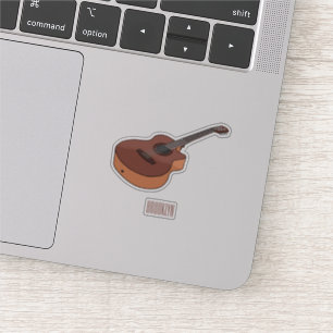 Acoustic guitar cartoon illustration sticker
